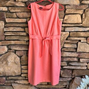 Talbots Coral Sleeveless Tie-Waist Midi Dress
